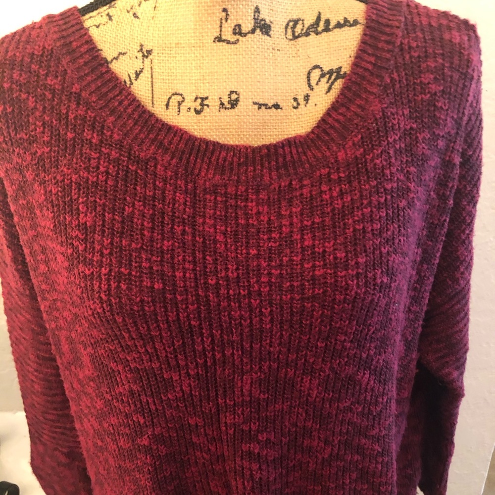 Express Marbled Wine Hi-Lo Sweater SZ L